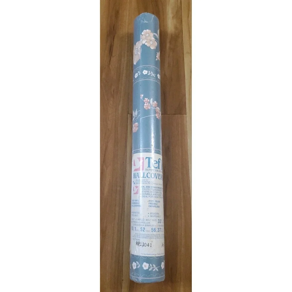 Vintage Teflon Dupont Soil and Stain Repellent Wall Paper 56.37sq Feet Floral